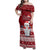 Palau Christmas Family Matching Off Shoulder Maxi Dress and Hawaiian Shirt Snowman and Palau Coat of Arms Maori Tribal Xmas Style LT03 Mom's Dress Red - Polynesian Pride