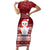 Palau Christmas Family Matching Short Sleeve Bodycon Dress and Hawaiian Shirt Snowman and Palau Coat of Arms Maori Tribal Xmas Style LT03 Mom's Dress Red - Polynesian Pride