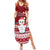 Palau Christmas Summer Maxi Dress Snowman and Palau Coat of Arms Maori Tribal Xmas Style LT03 Women Red - Polynesian Pride