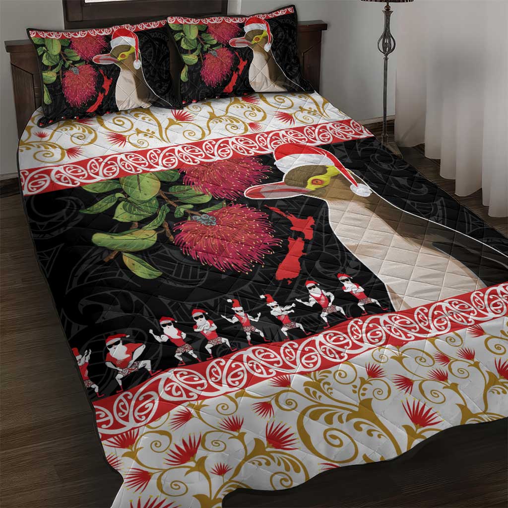 New Zealand Merry Christmas Quilt Bed Set Hoiho Xmas - Haka Dance and Pohutukawa