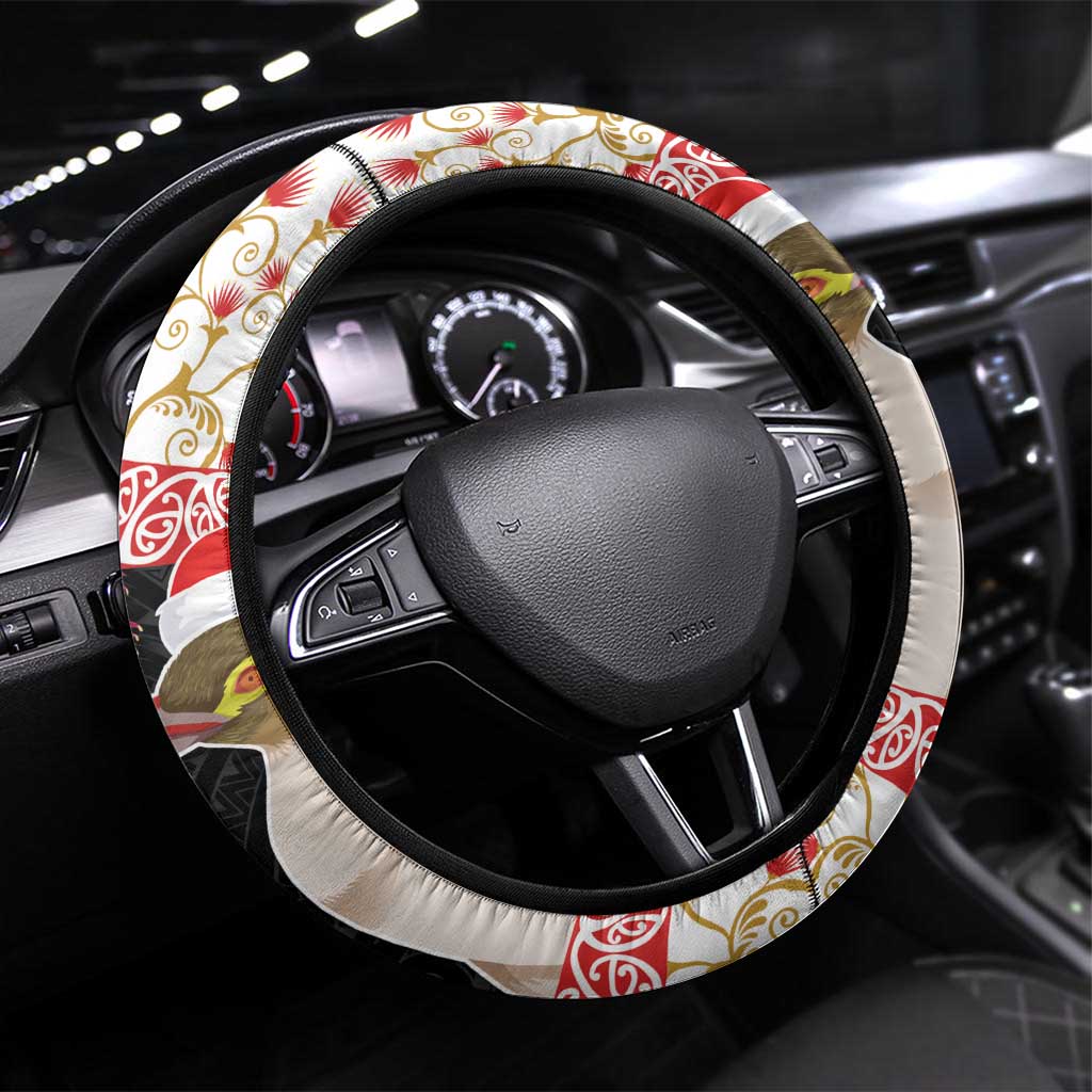 New Zealand Merry Christmas Steering Wheel Cover Hoiho Xmas - Haka Dance and Pohutukawa