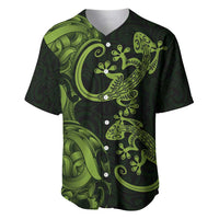 New Zealand Gecko Maori Art Tattoo Baseball Jersey LT03 Green - Polynesian Pride