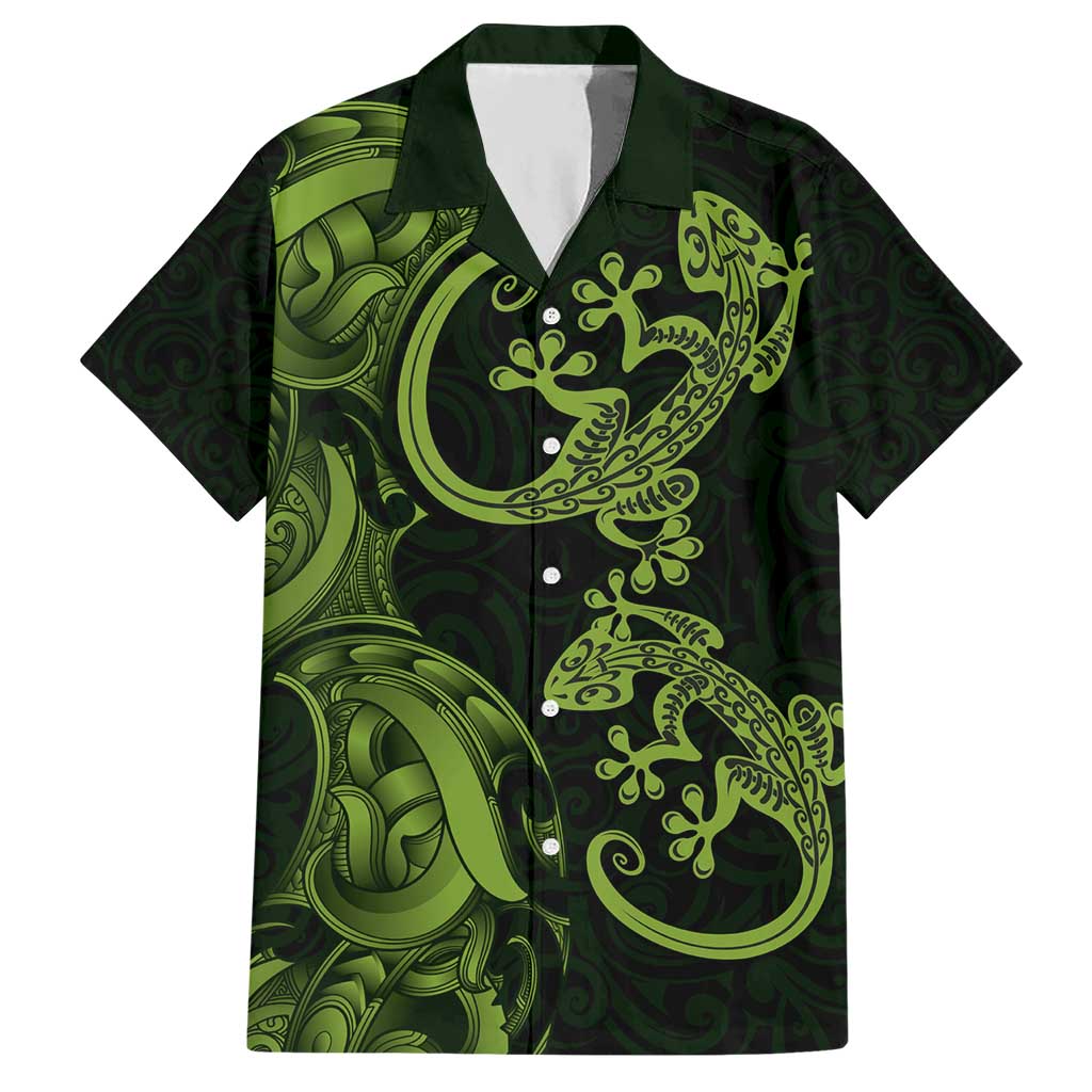 New Zealand Gecko Maori Art Tattoo Hawaiian Shirt LT03 Green - Polynesian Pride
