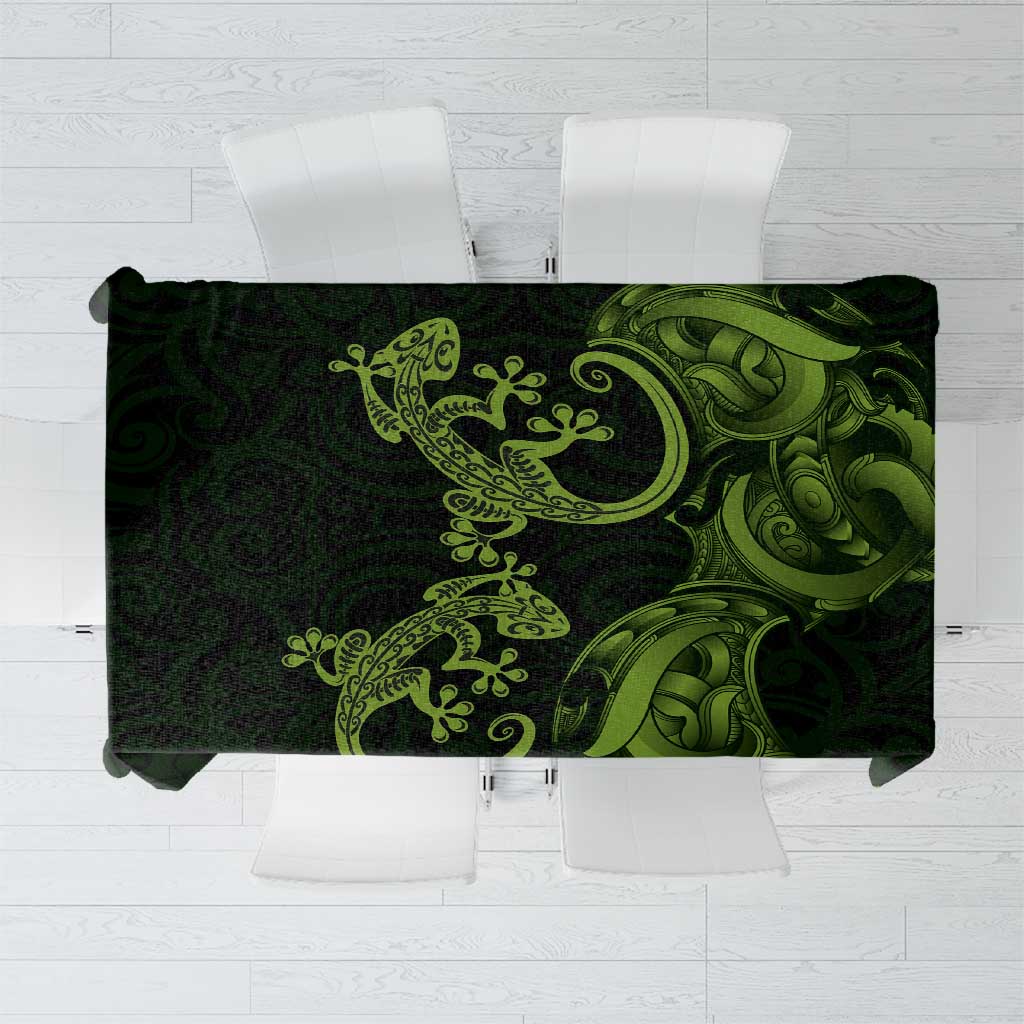 New Zealand Gecko Maori Art Tattoo Tablecloth LT03 Green - Polynesian Pride