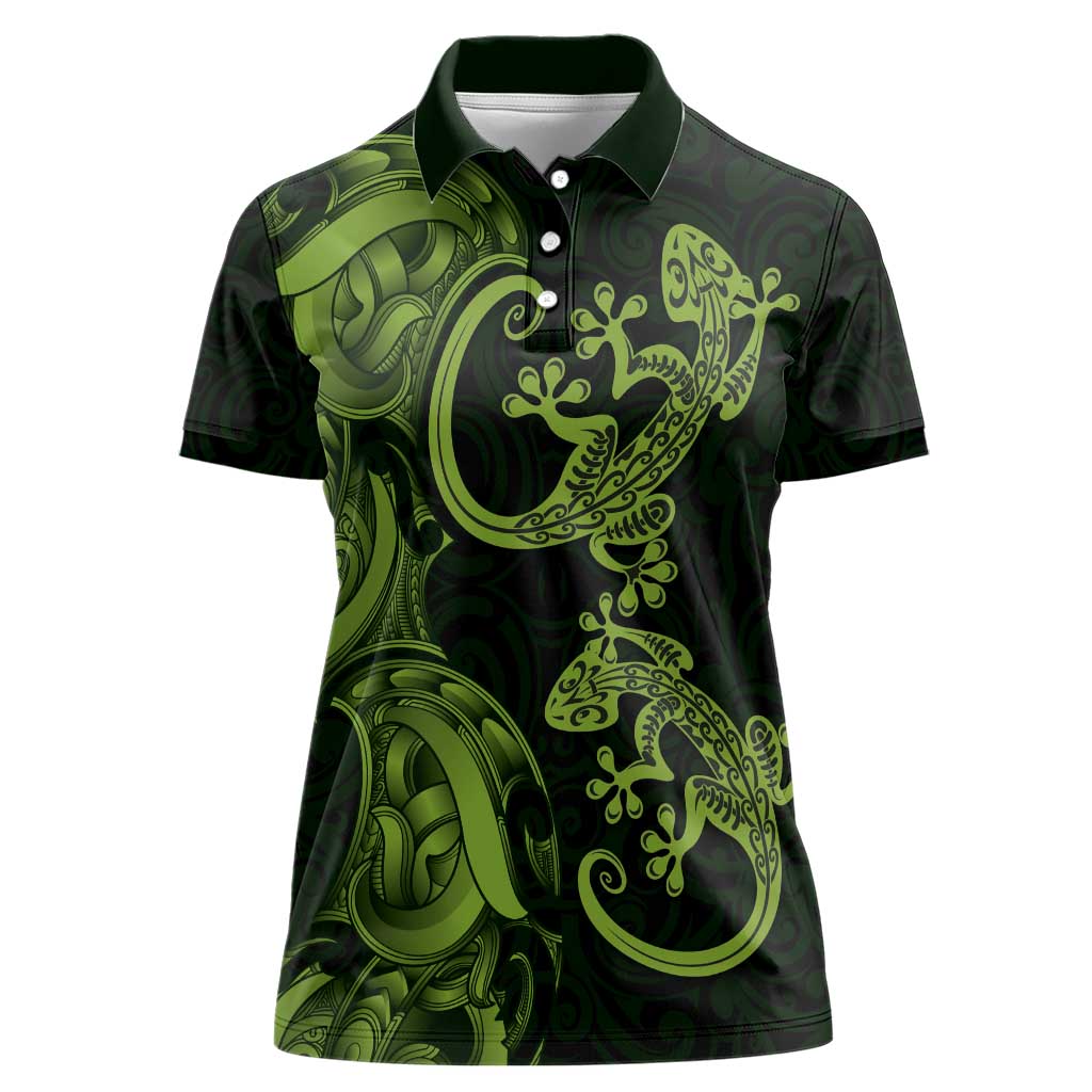 New Zealand Gecko Maori Art Tattoo Women Polo Shirt