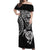 New Zealand Off Shoulder Maxi Dress Stylized Kiwi Bird Tattoo Mix Koru Circle and Maori Ethnic Vibe LT03 Women Black - Polynesian Pride