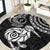 New Zealand Round Carpet Stylized Kiwi Bird Tattoo Mix Koru Circle and Maori Ethnic Vibe LT03 Black - Polynesian Pride