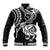 Personalised New Zealand Baseball Jacket Stylized Kiwi Bird Tattoo Mix Koru Circle and Maori Ethnic Vibe LT03 Unisex Black - Polynesian Pride