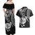 Personalised New Zealand Couples Matching Off Shoulder Maxi Dress and Hawaiian Shirt Stylized Kiwi Bird Tattoo Mix Koru Circle and Maori Ethnic Vibe LT03 - Polynesian Pride