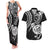 Personalised New Zealand Couples Matching Tank Maxi Dress and Hawaiian Shirt Stylized Kiwi Bird Tattoo Mix Koru Circle and Maori Ethnic Vibe LT03 Black - Polynesian Pride