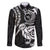 Personalised New Zealand Family Matching Long Sleeve Bodycon Dress and Hawaiian Shirt Stylized Kiwi Bird Tattoo Mix Koru Circle and Maori Ethnic Vibe LT03 Dad's Shirt - Long Sleeve Black - Polynesian Pride