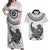 Custom New Zealand Couples Matching Off Shoulder Maxi Dress and Hawaiian Shirt Tui Bird and Koru Circle Mix Silver Fern Pattern LT03 White - Polynesian Pride