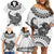 Custom New Zealand Family Matching Off Shoulder Short Dress and Hawaiian Shirt Tui Bird and Koru Circle Mix Silver Fern Pattern LT03 - Polynesian Pride