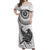 Custom New Zealand Off Shoulder Maxi Dress Tui Bird and Koru Circle Mix Silver Fern Pattern LT03 Women White - Polynesian Pride