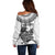 Custom New Zealand Off Shoulder Sweater Tui Bird and Koru Circle Mix Silver Fern Pattern LT03 - Polynesian Pride