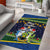 Funny Crocodile and Shark Solomon Islands Christmas Area Rug with National Seal Melanesian Pattern