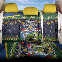 Funny Crocodile and Shark Solomon Islands Christmas Back Car Seat Cover with National Seal Melanesian Pattern LT03 One Size Blue - Polynesian Pride