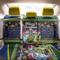 Funny Crocodile and Shark Solomon Islands Christmas Back Car Seat Cover with National Seal Melanesian Pattern LT03 - Polynesian Pride
