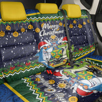 Funny Crocodile and Shark Solomon Islands Christmas Back Car Seat Cover with National Seal Melanesian Pattern LT03 - Polynesian Pride