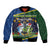 Funny Crocodile and Shark Solomon Islands Christmas Bomber Jacket with National Seal Melanesian Pattern