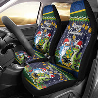 Funny Crocodile and Shark Solomon Islands Christmas Car Seat Cover with National Seal Melanesian Pattern LT03 - Polynesian Pride
