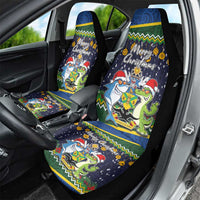 Funny Crocodile and Shark Solomon Islands Christmas Car Seat Cover with National Seal Melanesian Pattern LT03 - Polynesian Pride