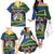 Funny Crocodile and Shark Solomon Islands Christmas Family Matching Off The Shoulder Long Sleeve Dress and Hawaiian Shirt with National Seal Melanesian Pattern