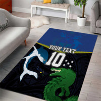 Custom Solomon Islands Rugby Area Rug Arty Shark and Crocodile Solomon Islands National Emblems LT03 - Polynesian Pride