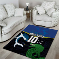 Custom Solomon Islands Rugby Area Rug Arty Shark and Crocodile Solomon Islands National Emblems LT03 - Polynesian Pride
