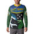 Custom Solomon Islands Rugby Button Sweatshirt Arty Shark and Crocodile Solomon Islands National Emblems