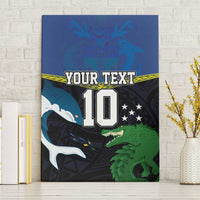 Custom Solomon Islands Rugby Canvas Wall Art Arty Shark and Crocodile Solomon Islands National Emblems LT03 Without Frame Blue - Polynesian Pride