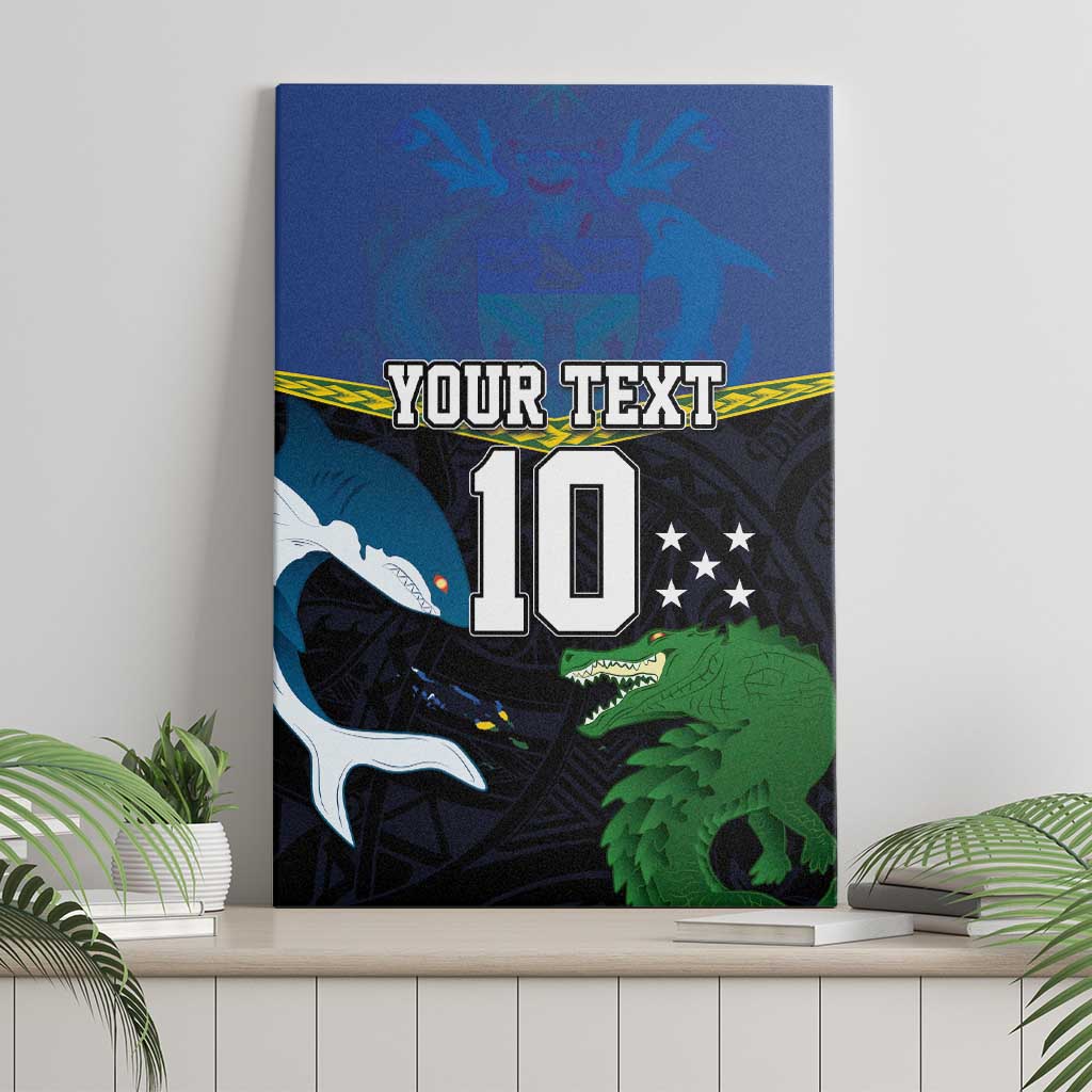 Custom Solomon Islands Rugby Canvas Wall Art Arty Shark and Crocodile Solomon Islands National Emblems LT03 - Polynesian Pride