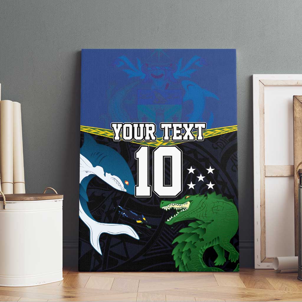 Custom Solomon Islands Rugby Canvas Wall Art Arty Shark and Crocodile Solomon Islands National Emblems LT03 - Polynesian Pride