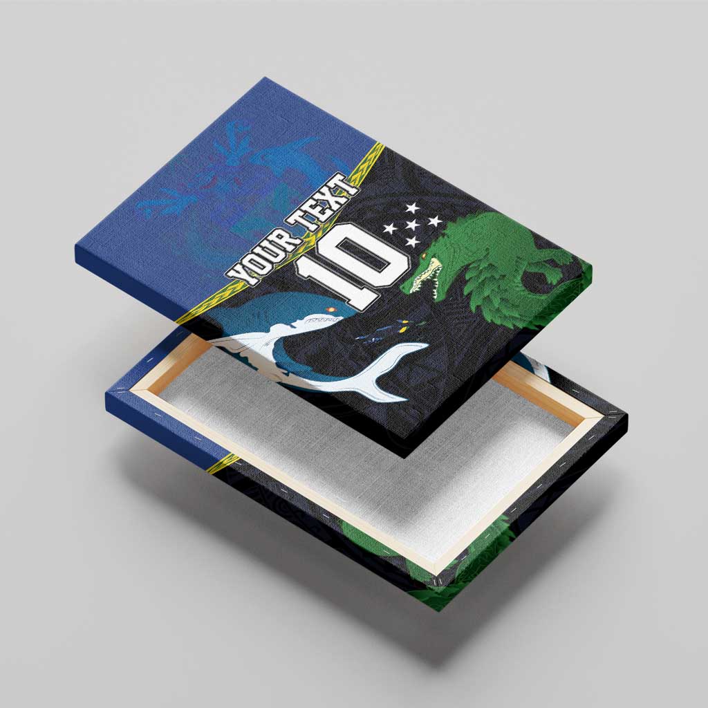 Custom Solomon Islands Rugby Canvas Wall Art Arty Shark and Crocodile Solomon Islands National Emblems LT03 - Polynesian Pride