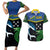 Custom Solomon Islands Rugby Couples Matching Short Sleeve Bodycon Dress and Hawaiian Shirt Arty Shark and Crocodile Solomon Islands National Emblems