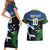 Custom Solomon Islands Rugby Couples Matching Short Sleeve Bodycon Dress and Hawaiian Shirt Arty Shark and Crocodile Solomon Islands National Emblems