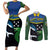 Custom Solomon Islands Rugby Couples Matching Short Sleeve Bodycon Dress and Long Sleeve Button Shirt Arty Shark and Crocodile Solomon Islands National Emblems