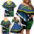 Custom Solomon Islands Rugby Family Matching Off Shoulder Short Dress and Hawaiian Shirt Arty Shark and Crocodile Solomon Islands National Emblems