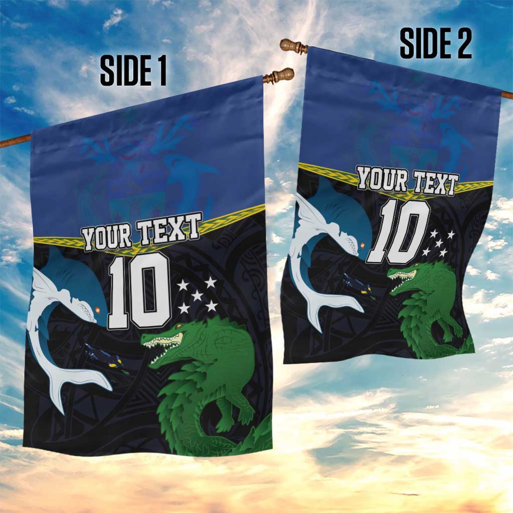 Custom Solomon Islands Rugby Garden Flag Arty Shark and Crocodile Solomon Islands National Emblems LT03 - Polynesian Pride