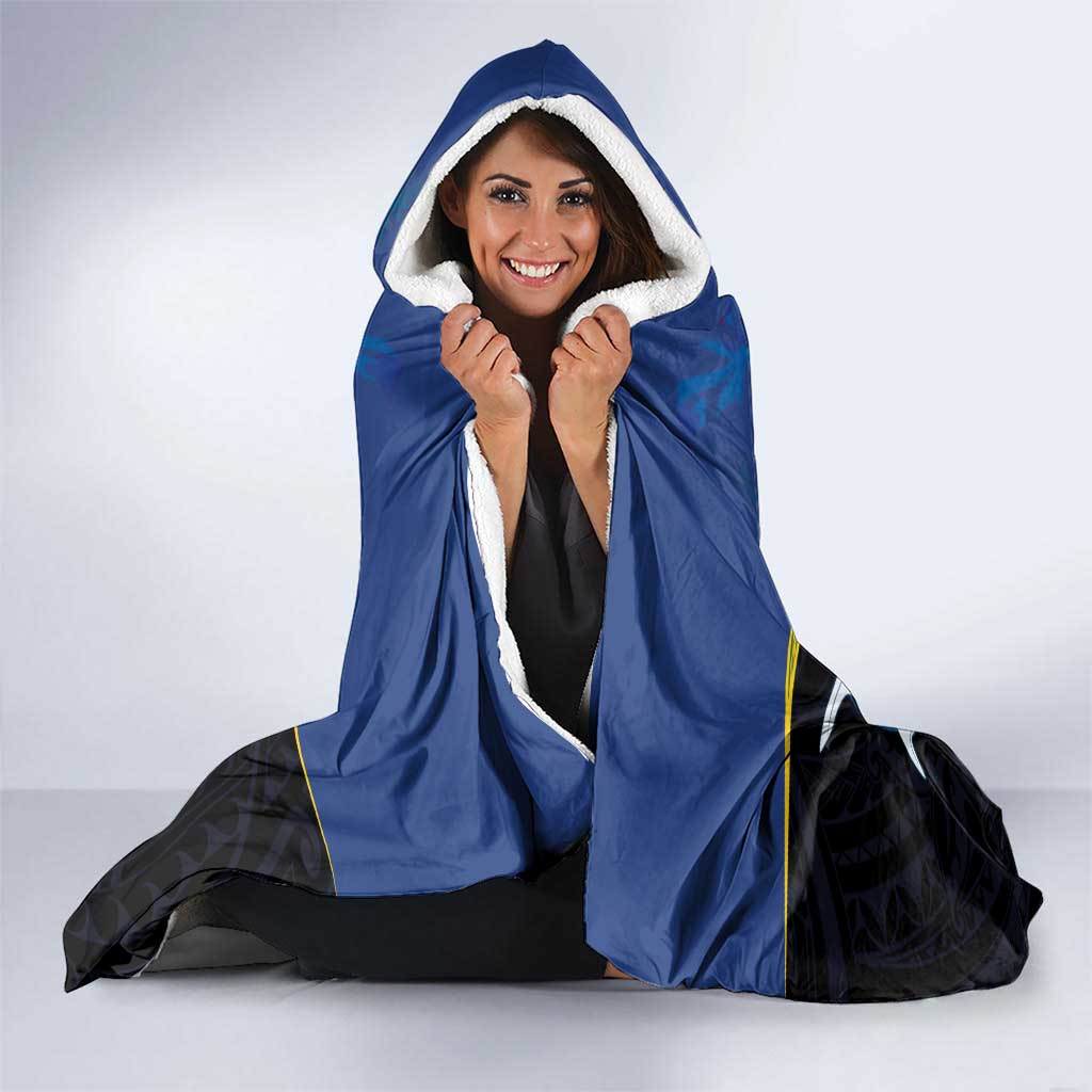 Custom Solomon Islands Rugby Hooded Blanket Arty Shark and Crocodile Solomon Islands National Emblems LT03 - Polynesian Pride