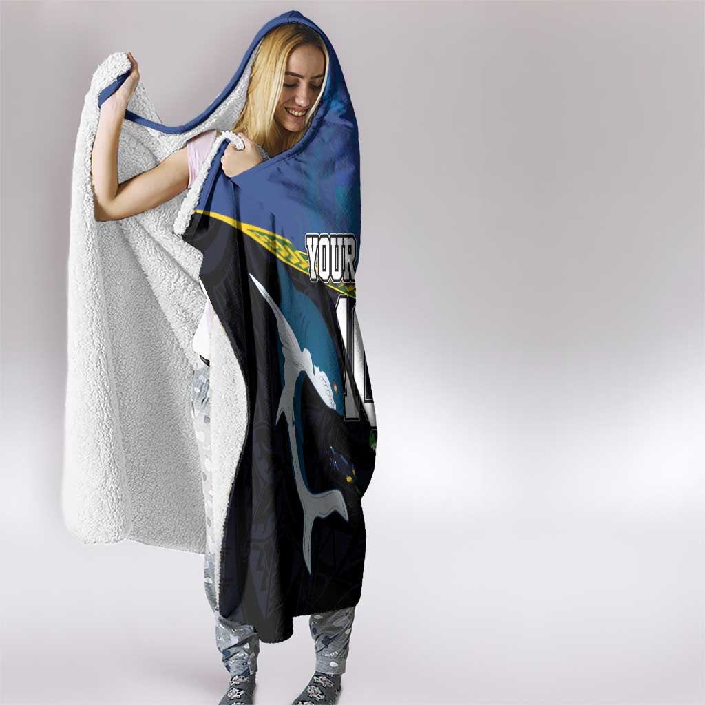 Custom Solomon Islands Rugby Hooded Blanket Arty Shark and Crocodile Solomon Islands National Emblems LT03 - Polynesian Pride