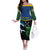 Custom Solomon Islands Rugby Off The Shoulder Long Sleeve Dress Arty Shark and Crocodile Solomon Islands National Emblems