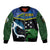 Custom Solomon Islands Rugby Sleeve Zip Bomber Jacket Arty Shark and Crocodile Solomon Islands National Emblems