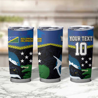Custom Solomon Islands Rugby Tumbler Cup Arty Shark and Crocodile Solomon Islands National Emblems LT03 - Polynesian Pride