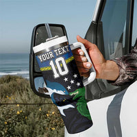 Custom Solomon Islands Rugby Tumbler With Handle Arty Shark and Crocodile Solomon Islands National Emblems LT03 - Polynesian Pride