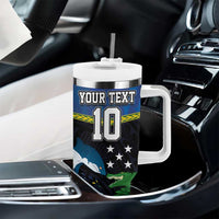 Custom Solomon Islands Rugby Tumbler With Handle Arty Shark and Crocodile Solomon Islands National Emblems LT03 - Polynesian Pride