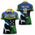 Custom Solomon Islands Rugby Women Polo Shirt Arty Shark and Crocodile Solomon Islands National Emblems