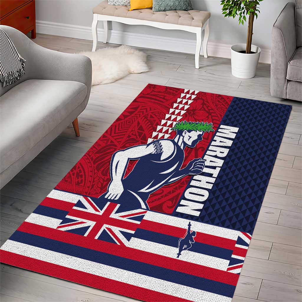Honolulu Running 2024 Area Rug Marathon Competition Hula Runner and Kakau Art Tattoo LT03 - Polynesian Pride