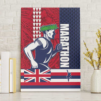 Honolulu Running 2024 Canvas Wall Art Marathon Competition Hula Runner and Kakau Art Tattoo LT03 Without Frame Blue - Polynesian Pride
