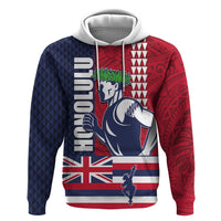Honolulu Running 2024 Hoodie Marathon Competition Hula Runner and Kakau Art Tattoo LT03 Pullover Hoodie Blue - Polynesian Pride